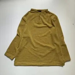 90s ナチュラル カットソー キーネック マスタード ノームコア Y2K