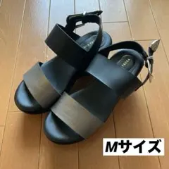 【美品】YECCA VECCA 2col.ウェッジサンダル　M 黒　最終値下げのサムネイル