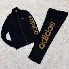 adidas neo ジャージ セットアップ 黒金 ブラック×ゴールド Y2K