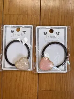 La beaute ヘアゴム2個セット クリア・ピンク