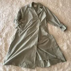 レプシム トレンチ ロングコート ベルト付 緑系 カジュアル 上品 ゆったり
