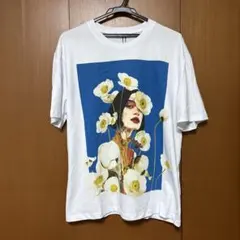 【新品タグ付き】【ZARA】【ザラ】花柄プリント 半袖Tシャツ ホワイト　M