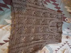 ブラウン かぎ針編み ノースリーブベスト