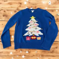 クリスマスニット ツリー セーター ブルー 長袖 レディース 冬 コスプレ