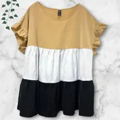 EMERY ROSE ティアードチュニック 大きいサイズ1XL配色フリルブラウスのサムネイル
