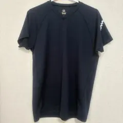 Champion ネイビー Vネック メッシュTシャツ L