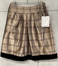 新品 定価4万 AUSTIN REED フレアスカート 部分ベロア チェック