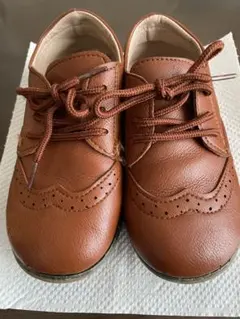 18.5 フォーマルシューズ　レザー風　発表会　結婚式　男の子 女の子　ブラウン