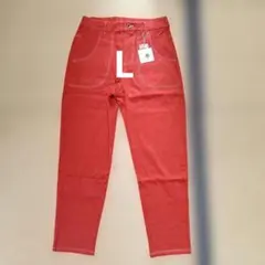 kikki リブ付きストレッチサルエルパンツ　オレンジL