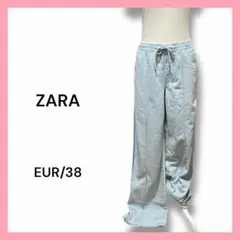 ZARA ワイドパンツ　デニム　ゆったりシルエット　丈長め　ウエストゴム