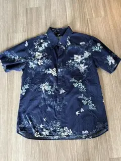 Shisa Tropical Wear かりゆしシャツ L ネイビー フローラル