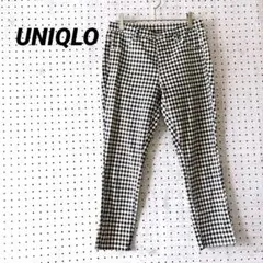 ユニクロ ギンガムチェック スキニーパンツ ストレッチ（L）モノトーン 細見え