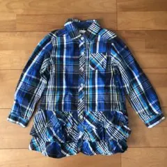 EASTBOY チェックシャツワンピース★女の子110cm 青色