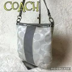 COACH コーチ ショルダーバッグ シグネチャー キャンバス グレー