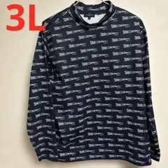 【美品】TRANSCONTINENTS モックネックシャツ　ネイビー＆白　３Ｌ