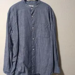 UNIQLOリネンコットンスタンドカラーストライプシャツ