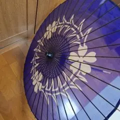 紫色 花柄 和傘 和装小物