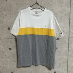 【美品】Champion カラーブロック Tシャツ XL グレー　イエロー　白