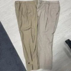 ベージュ チェック柄 スラックス　2本セット　ユニクロ　GU 綿麻