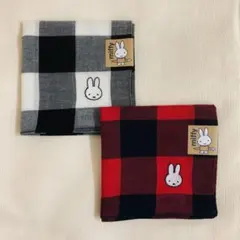 miffy ミッフィー チェック柄 ハンカチ 綿100% 日本製 2枚セット
