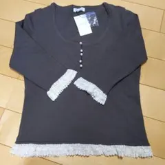 ロペピクニック　カットソー　七分袖　レース　パール