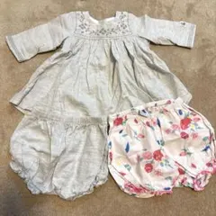 【美品】Petit Bateau チュニック・パンツ 3点セット