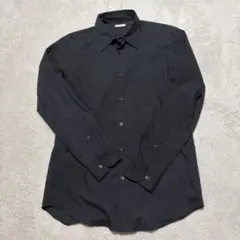 ユニクロ ブラック シャツ 長袖 無地 Mサイズ 美品 メンズ 黒