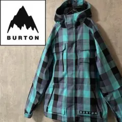 Burtonバートンスキーウェアスノーボードジャケットパーカーフード水色チェック
