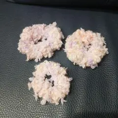 シュシュ 3個セット 薄いピンクと紫