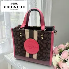 COACH コーチ シグネチャー トートバッグ ピンク テンプシー ストラップ無のサムネイル