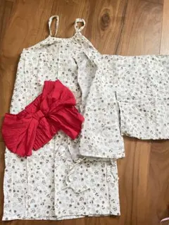 24時間値下げ中◎花柄浴衣ドレス 110サイズ/リボン付きmamaraku長め