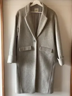 グレー チェスターコート ウール混紡