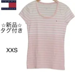 (317)トミーヒルフィガー　レディース　ストライプ　Tシャツ　ピンク
