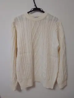 GLOBAL WORK ケーブルニットセーター M アイボリー