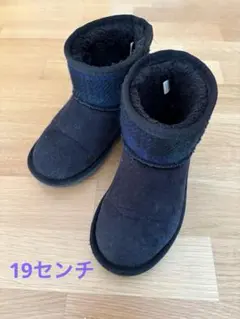 Harris Tweed ブラックブーツ　19センチ