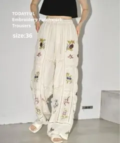 todayful Embroidery Patchwork Trouser 38 - メルカリ