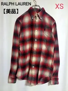 【美品】ラルフローレン　ボタンダウンシャツ　オンブレチェック　やや薄手