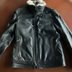 《バーバリーブラックレーベル》レザージャケットL （羊皮）　毛皮取り外し可　美品