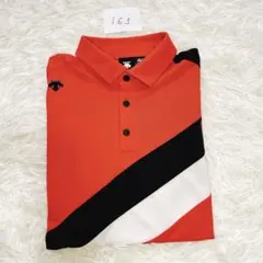 163【極美品】DESCENTE GOLF半袖ポロ レッドブラック ストレッチLのサムネイル