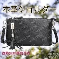 ショルダーバッグ 本革 牛革 ハンドバッグ 斜めがけ 肩掛け ポーチ 高品質 黒
