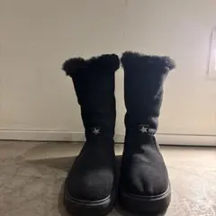 ZARA KIDファー付きブラックスエードブーツ 22.5cm