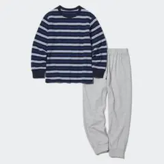 ユニクロ KIDSウルトラストレッチセット130 ネイビーボーダー　長袖長ズボン