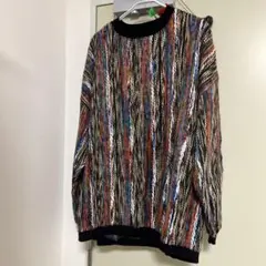 菅田将暉着用　3Dニット　ビンテージ　マルチカラー　立体編み　レトロ