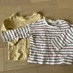 長袖Tシャツ2枚セット（花柄・ストライプ）