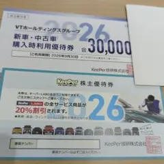 KeePer技研 20%割引券　VTホールディングス　優待券　キーパー技研