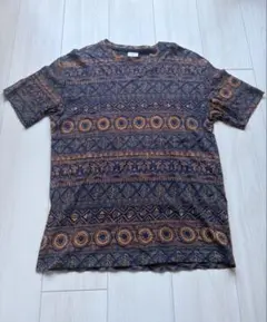 H&M L.O.G.G. 総柄 Tシャツ ネイビー XS