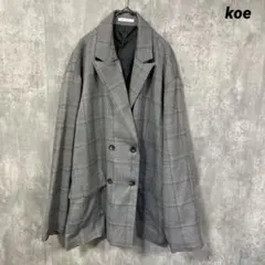 koe コエ　TRチェック　ダブルジャケット グレンチェック　カジュアル　Lのサムネイル