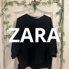 ZARA BASIC ネイビー七分袖ブラウス　XS
