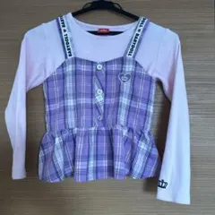 BABYDOLL チェック柄 フリル付き長袖カットソー 140cm