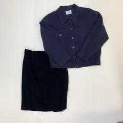 早い者勝ち❤️ネイビー コットン スカートスーツ セット　M